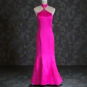 Scott McClintock Vibrant Pink Halter Dress Size 8 HOST PICK